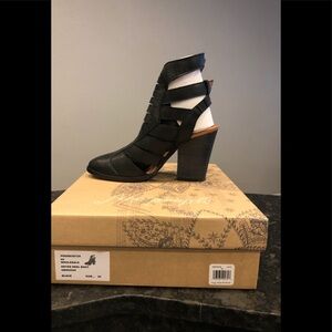 Free People Black Leather Hayes Heel Boot